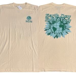 NWT Re Purpose UO Size Large Women Short Sleeve Cream Crew Neck Shirt Earth Day